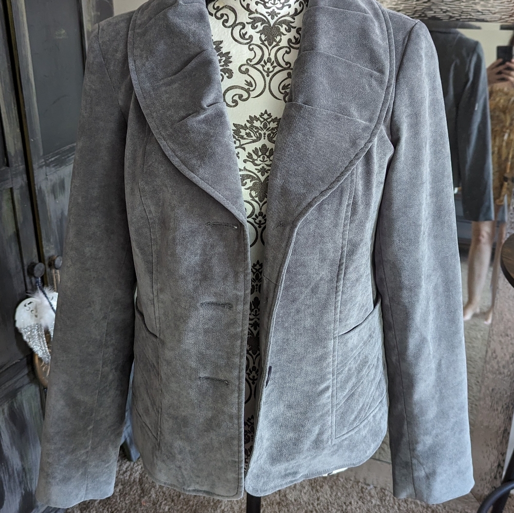 Grey suede like dress jacket